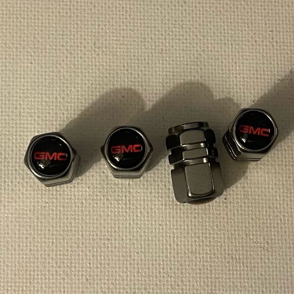 GMC Logo valve Stem caps in Gray set of 4 NWT - Picture 1 of 4